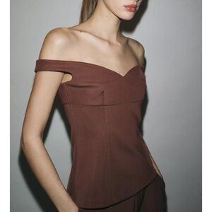 Elegant Brown Off-Shoulder Top-ZARA